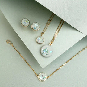 Halskette MARY & DROPS | Pistacchio Crystal Gold