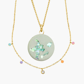Halskette MARY & DROPS | Pistacchio Crystal Gold